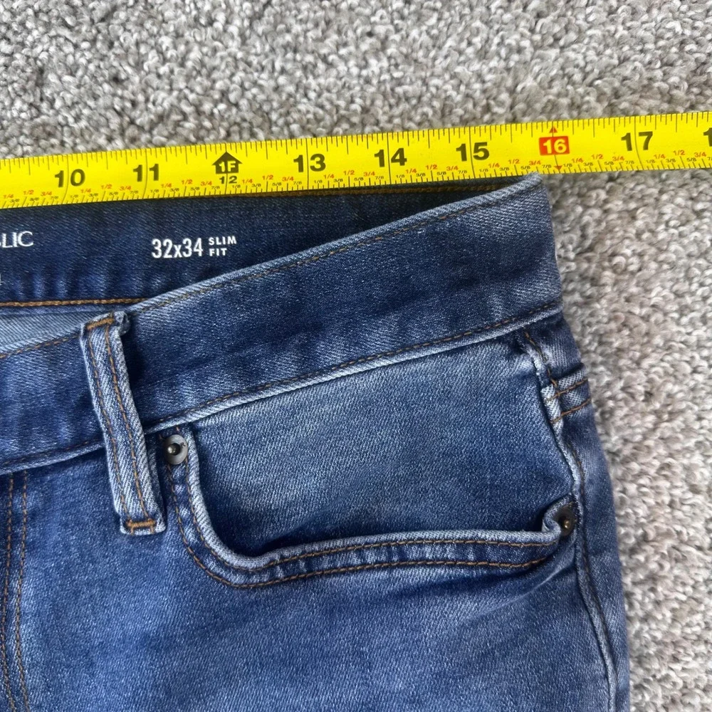 Banana Republic Travel Jean Mens 32x33 (actual) Slim Fit Medium Wash Blue Denim